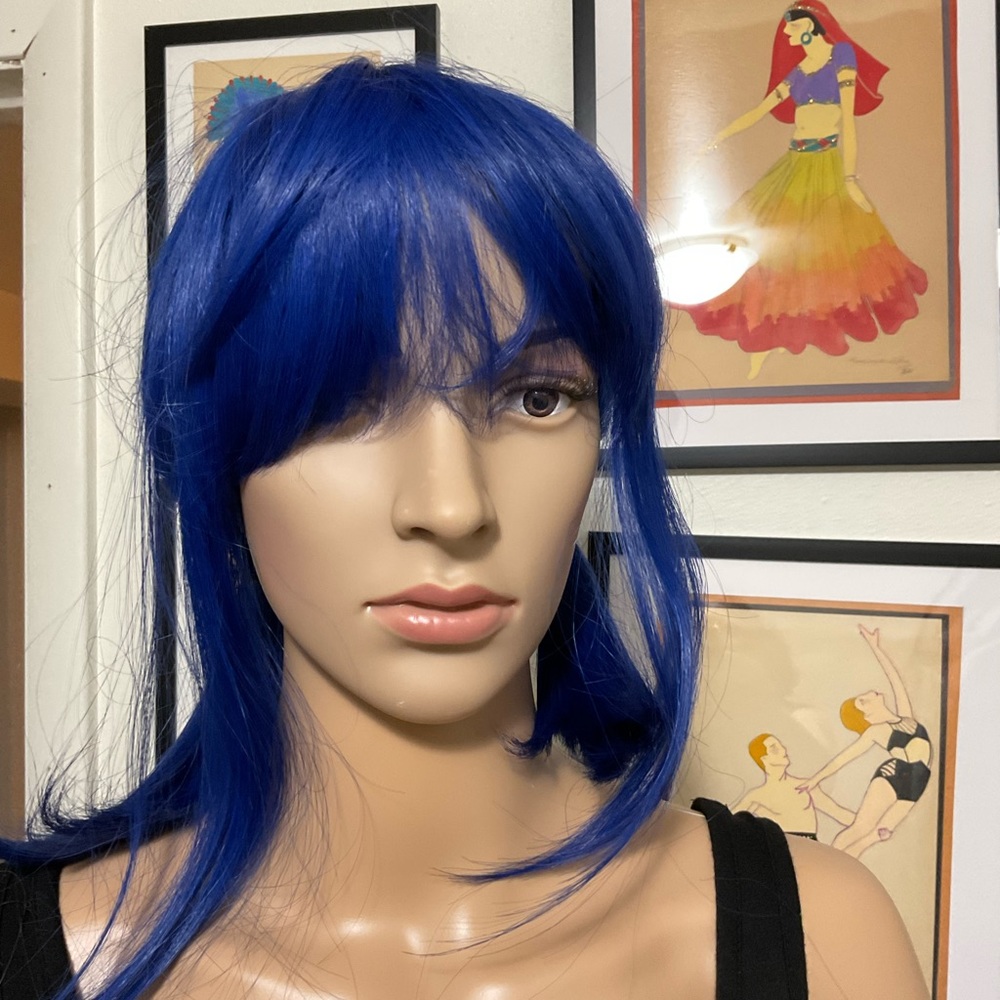 Cosplay or Halloween BLUE pigtails wig, very high-quality